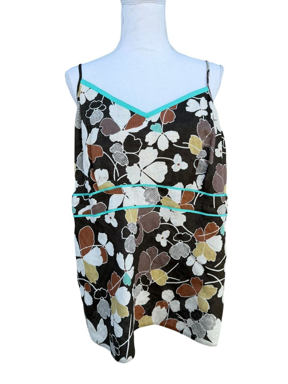 Marks & Spencer Women's Linen Camisole Top Preppy Floral Black Size 16US -UK 20